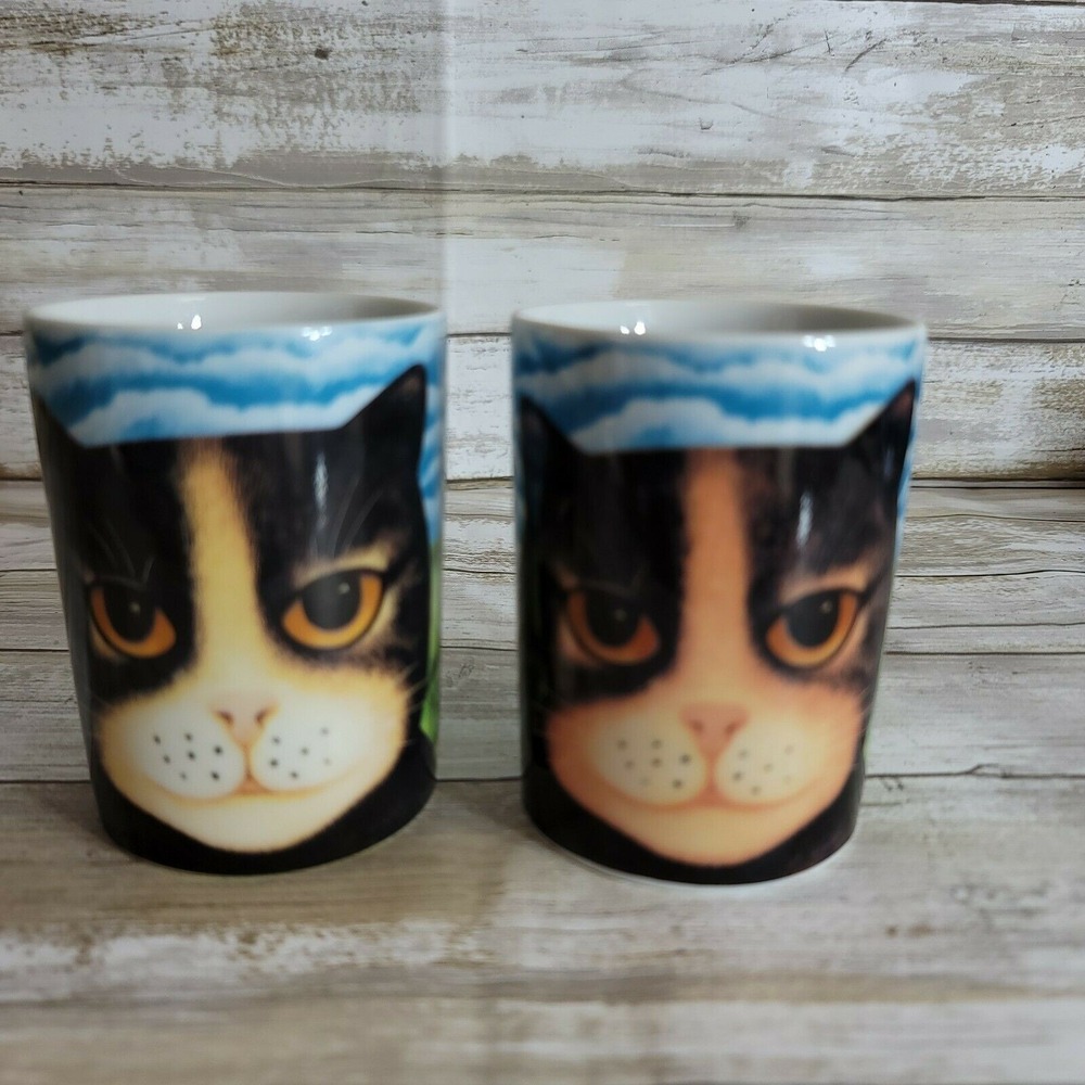Dept 56 Martin Leman Cat Mugs Priscilla Cat Porcelain Ceramic VTG Japan Coffee